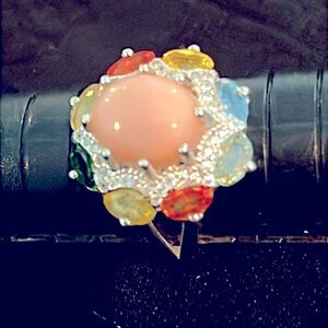 Sapphires Opal 14KWG Plated Ring